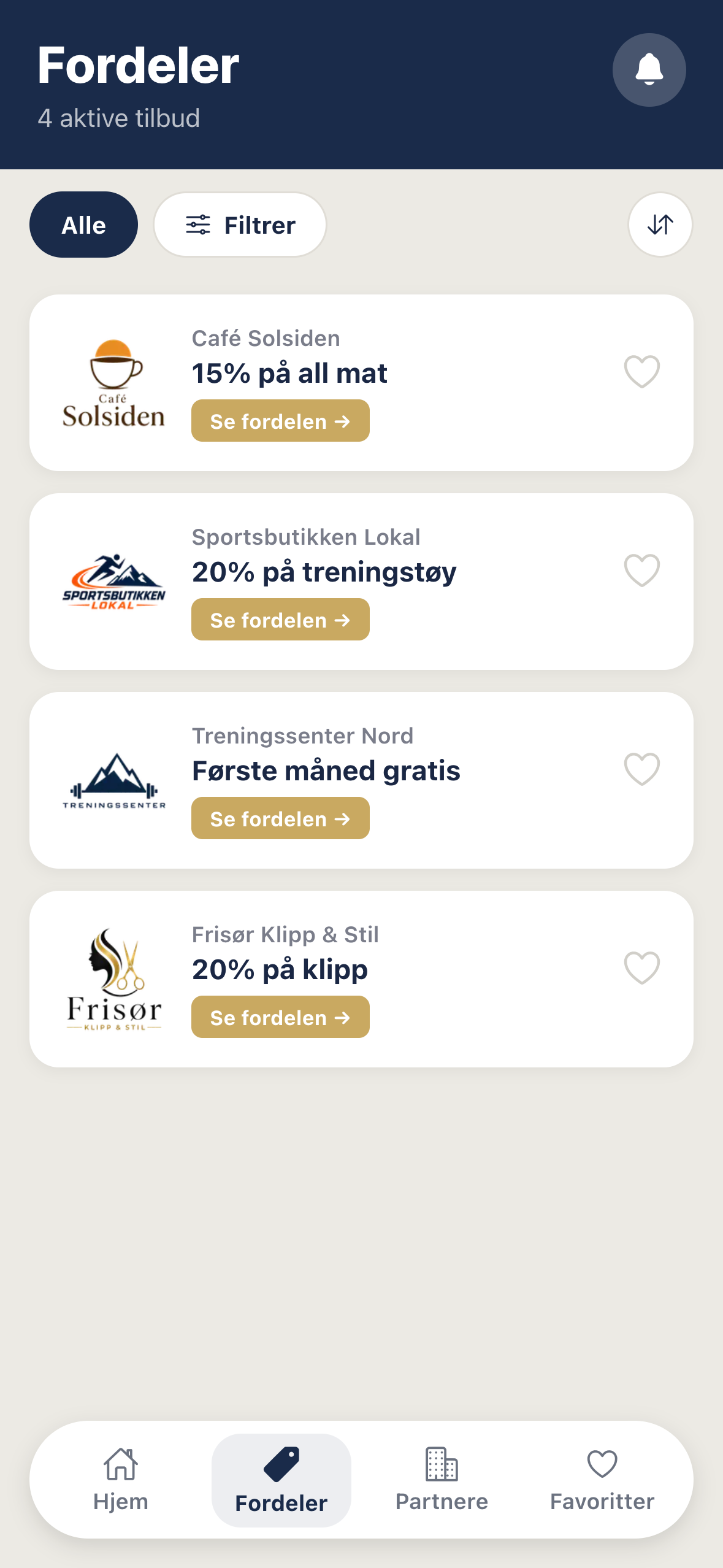 Fordeler-fanen i KlubbLink